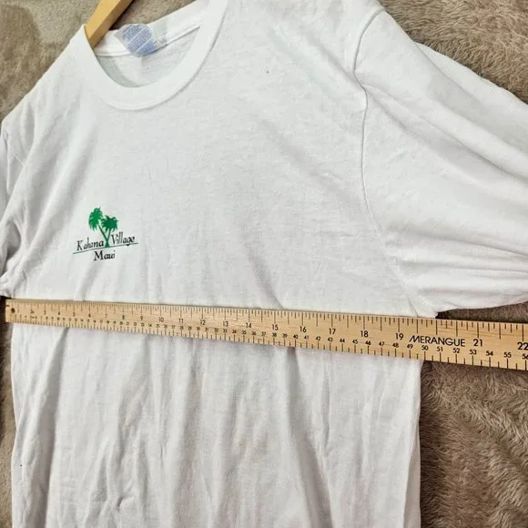 Kahana Village Maui Hawaii White T-Shirt Men's Size M Port & Company Long Sleeve - Picture 3 of 10
